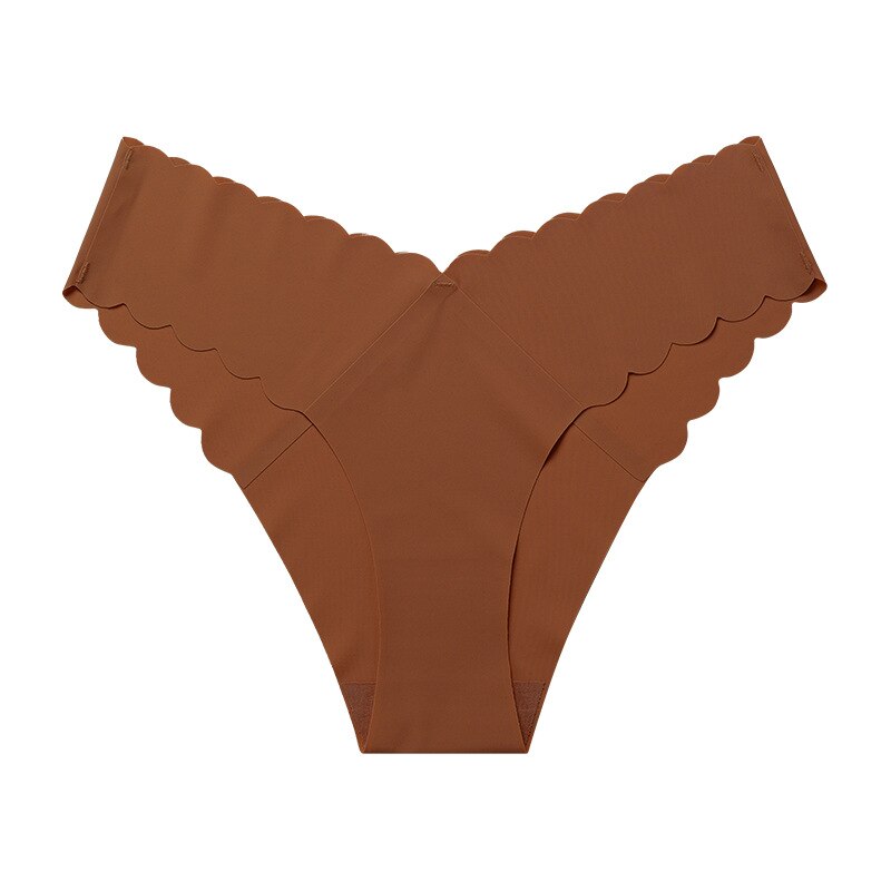 Lalall Women Sexy Ice Silk Panties Low-Rise Elasticity Lingerie Female G String Underwear Wave Edge Comfortable Thong Intimates