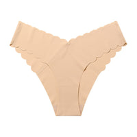 Women Fashion Ice Silk Panties Low-Rise Elasticity Lingerie Female G String Underwear Wave Edge Comfortable Thong Intimates
