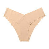 Lalall Women Sexy Ice Silk Panties Low-Rise Elasticity Lingerie Female G String Underwear Wave Edge Comfortable Thong Intimates