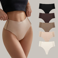 Women Fashion Ice Silk Panties Mid-Rise Elasticity Lingerie Female G String Underwear 6-Row Buckle Sports Thong Intimates