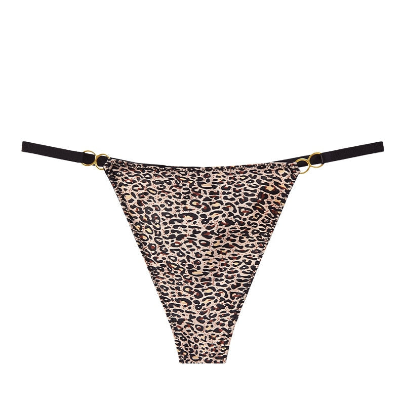 Lalall Women Sexy Ice-cream Panties Low-waist Leopard Underwear Thong Female G String Lingerie Temptation No Trace Intimates