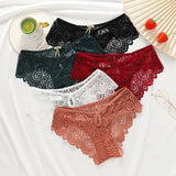 Lalall Women Sexy Lace Panties Low-Rise Temptation Lingerie Female G String Transparent Underwear Hollow Out Briefs Intimates