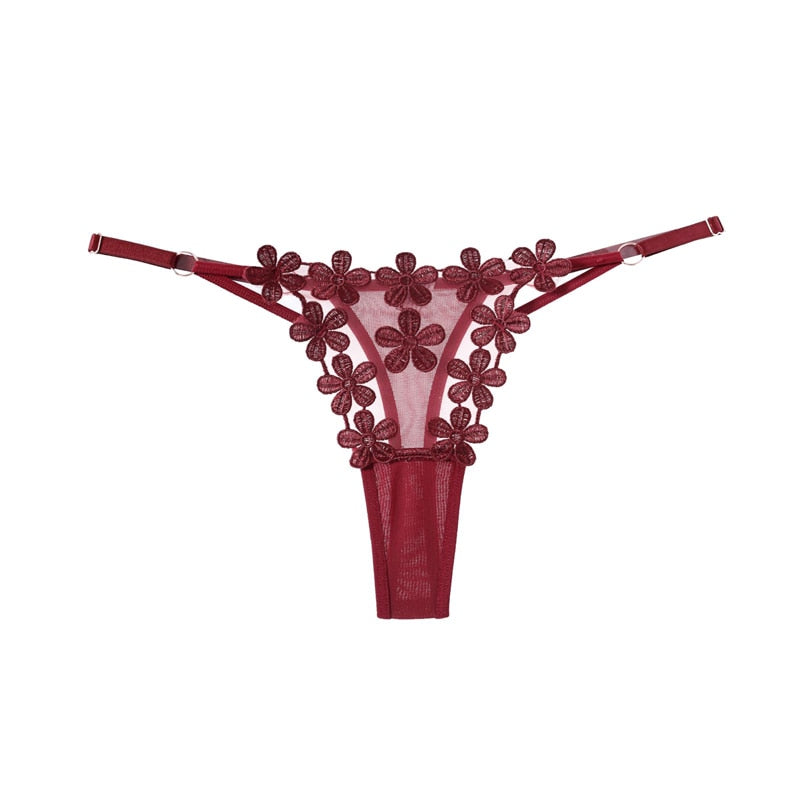 Lalall Women Sexy Lace Panties Low-waist G String Thong Underwear Female Temptation Embroidery Lingerie Flowers Intimates