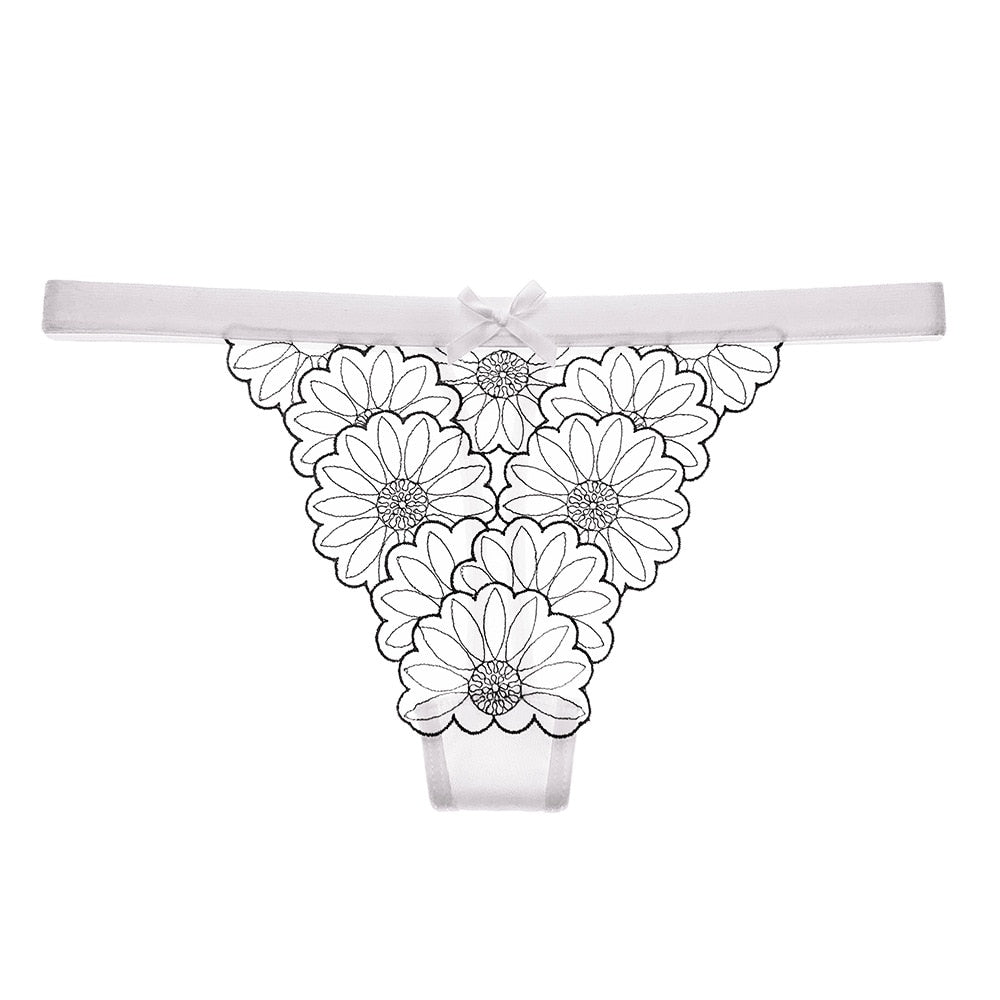 Lalall Women Sexy Lace Panties Low-waist G String Thong Underwear Female Temptation Embroidery Lingerie Ultra Thin Intimates