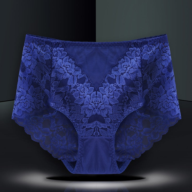 Women Fashion Lace Panties Mid High Waist Underwear Female G String Transparent Temptation Embroidery Intimates
