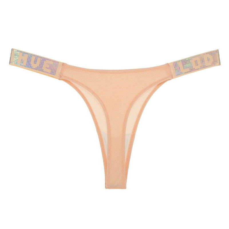 Women Fashion Low Waist Thong Pantie Seamless Letter Underwear Female G String Lingerie
