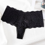 Lalall Women Sexy Low Waist Underwear Seamless Lace Hollow Out Panties Female G String Transparent Lingerie Temptation Thong