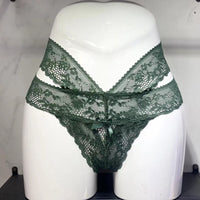 Women Fashion Mid Waist Underwear Seamless Lace Panties Female G String Transparent Lingerie Temptation Hollow Out Thong