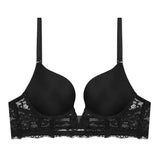 Lalall Women Sexy Push Up Bra French Lace Deep V Lingerie Female Thin Wedding Bralette Underwear Embroidery No Trace Top