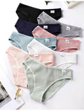 Lalall 2PCS/Set Women Sexy Cotton Panties Striped Low-Rise Underwear Plus Size Breathable Briefs Female G String Soft Lingerie