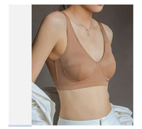Women Fashion Bras for Underwear Lingerie Add Pad Bra Open Back Tops Bralette Deep U Brassiere Wireless Comfort Sports Vest