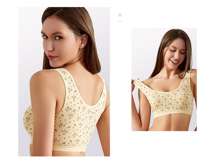 Lalall Sexy Backless Bralette Active Bra For Women Seamless Push Up Bra Women Lingerie Cotton Wireless printing Tops Brassiere