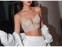 Women Fashion Push Up Bra Lace Deep V Lingerie Female Thin Wedding Bralette Underwear Embroidery No Trace Top