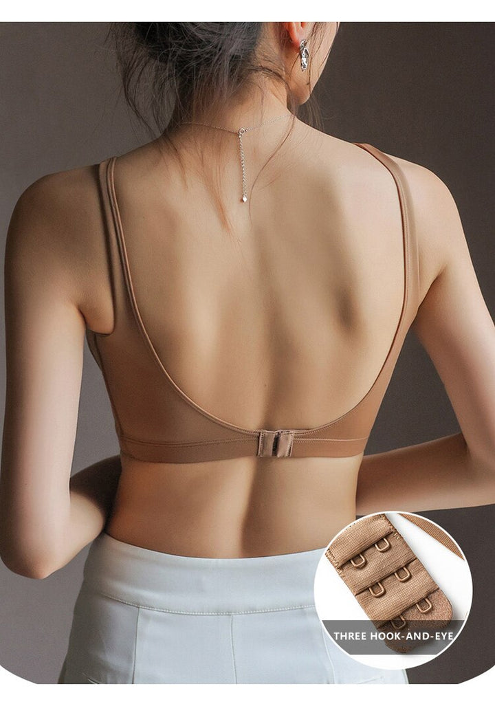 Lalall Bras for Women Underwear Sexy Lingerie Add Pad Bra Open Back Tops Bralette Deep U Brassiere Wireless Comfort Sports Vest