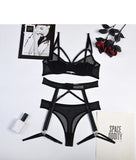 Lalall 4-Piece Sexy Lingerie Set Intimate Bralette Panty Exotic Garter Women's Underwear Set Lady G-String Bra Panties Solid Thongs