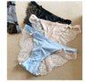 Women Fashion Ice Silk Lingerie Temptation Low-Waist Panties Lace Seamless Bow Underwear Female G String Intimates