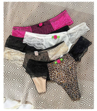 Women Fashion Lace Lingerie Temptation Low-Waist Thong Transparent Temptation Flowers Underwear Female G String Intimates
