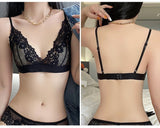 Lalall French Women Ultra Thin Bralette Solid Color Lace Underwear Sexy Breathable Female Wireless Bra Seamless Lingerie