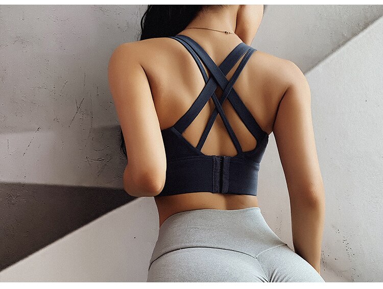 Women Fashion Padded Sports Bra Wire Free Yoga Bralette Lingerie Female Push Up Seamless Brassiere Underwear