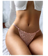 Women Fashion Lace Panties Metal Ring Underwear Low-waist Lingerie Temptation Breathable Underpant G String Intimates