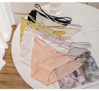 Women Fashion Ice Silk Panties Low-Waist Bow Brief Underwear Female G String Comfortable Lingerie Transparent Intimates