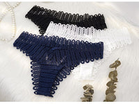 Women Fashion 3PCS/Set Lace Panties Low-waist G String Thong Underwear Female Hollow Out Transparent Temptation Lingerie