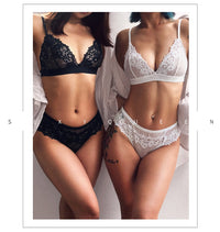 Women Fashion Classic Transparent Bra Set Lace Temptation Underwear Ultra Thin Push Up Brassiere With G String Thong Lingerie