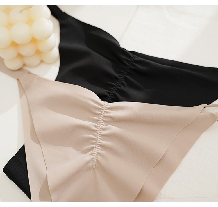 Women Fashion 3PCS/Set Ice Silk Panties Low-Rise Temptation Lingerie Female G String Underwear No Trace Thong Intimates