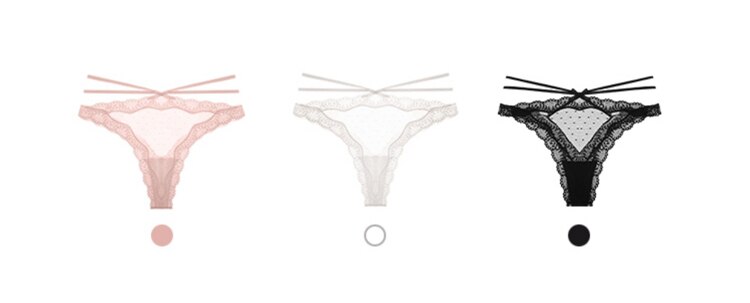 Women Fashion Lace Panties Low-Rise Cross Bandage Hollow Out Lingerie Female G String Underwear Transparentthin Intimates