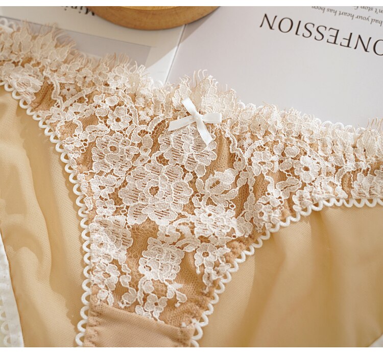 Lalall Ultra Thin Lace Underwear Sets Women Sexy Push Up Brassiere French Eyelash Bra Lingerie Female Transparent Bra and Panty