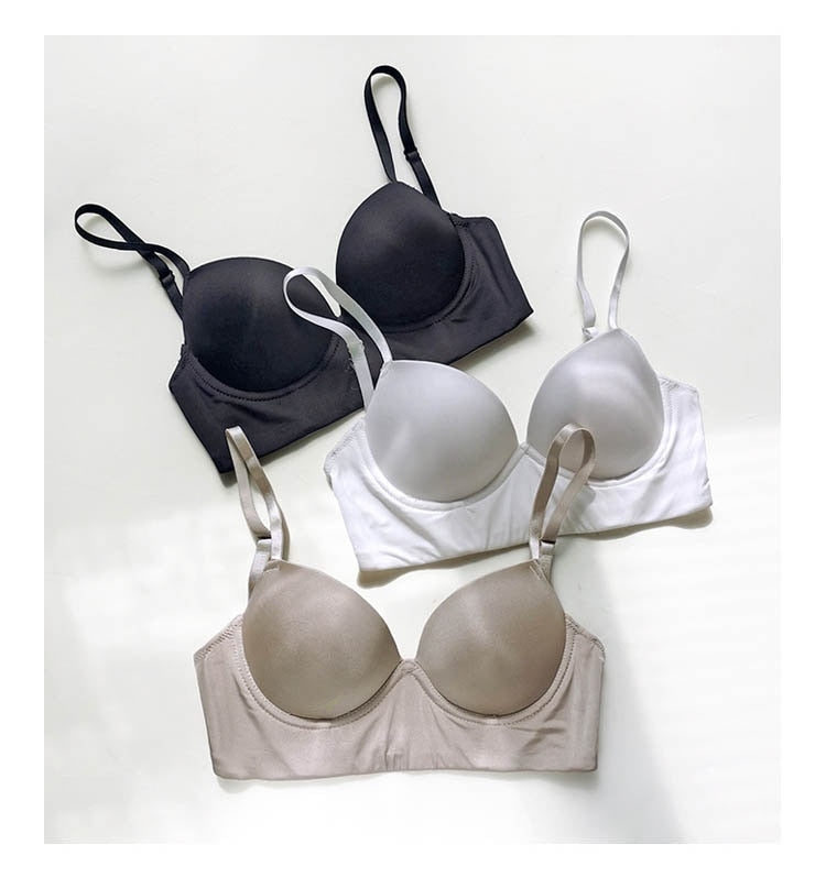 Lalall Sexy Seamless Women Bra Set Push Up Lingerie Low Beautiful Back Underwear Set Multi-wear Method Bra French Bralette Set