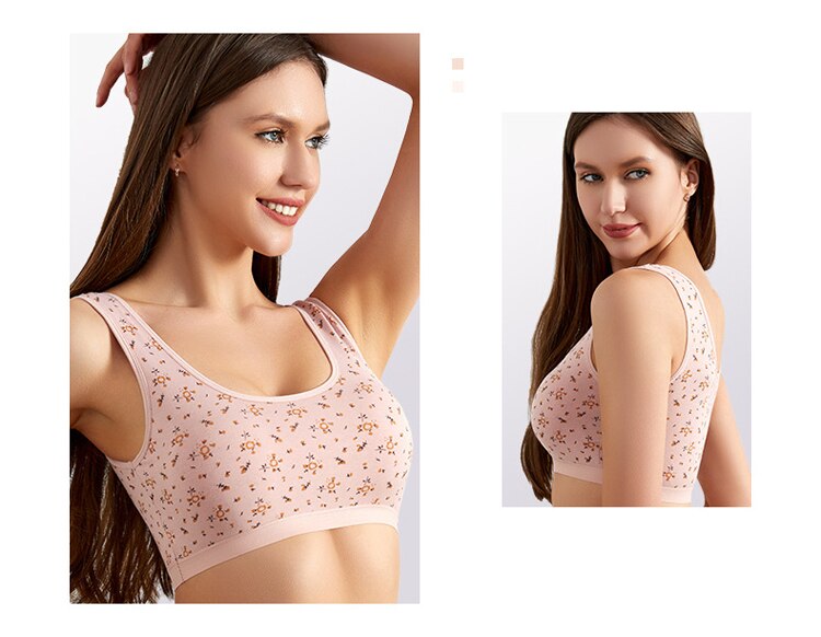 Women Fashion Backless Bra For Seamless Push Up Bra Lingerie Cotton Wireless Printing Tops Brassiere