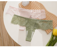 Women Fashion Lace Panties Low-Rise Temptation Thong Lingerie Female G String Breathable Underwear Ice Silk Intimates