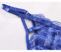 Women Fashion Lingerie for Women 4Piece Set Ultra-Thin Transparent Lace Bra Set Underwear Brassiere with Garter Suit