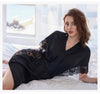 Women Fashion Lace Sleepwear Deep V Ice Silk Ultrathin Robe Split Nightgown Comfortable Temptation Nightwear Home Wear