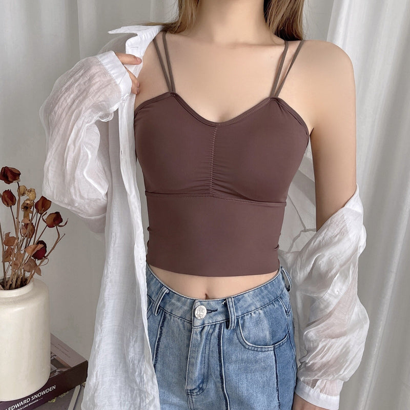 Women Fashion Bralette Underwear Ultra Thin Vest Top Push Up Bra Lingerie Beautiful Back Camisole