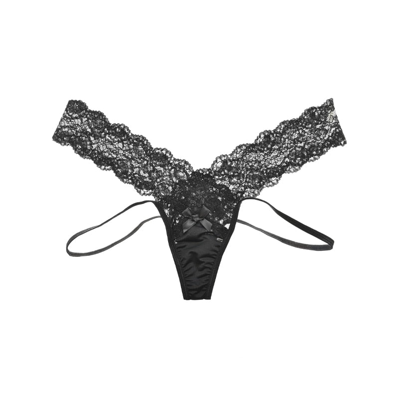 Women Fashion Lace Panties Low-waist Temptation Lingerie Femal Cross Strap G String Thong Hollow Out Underwear Knickers